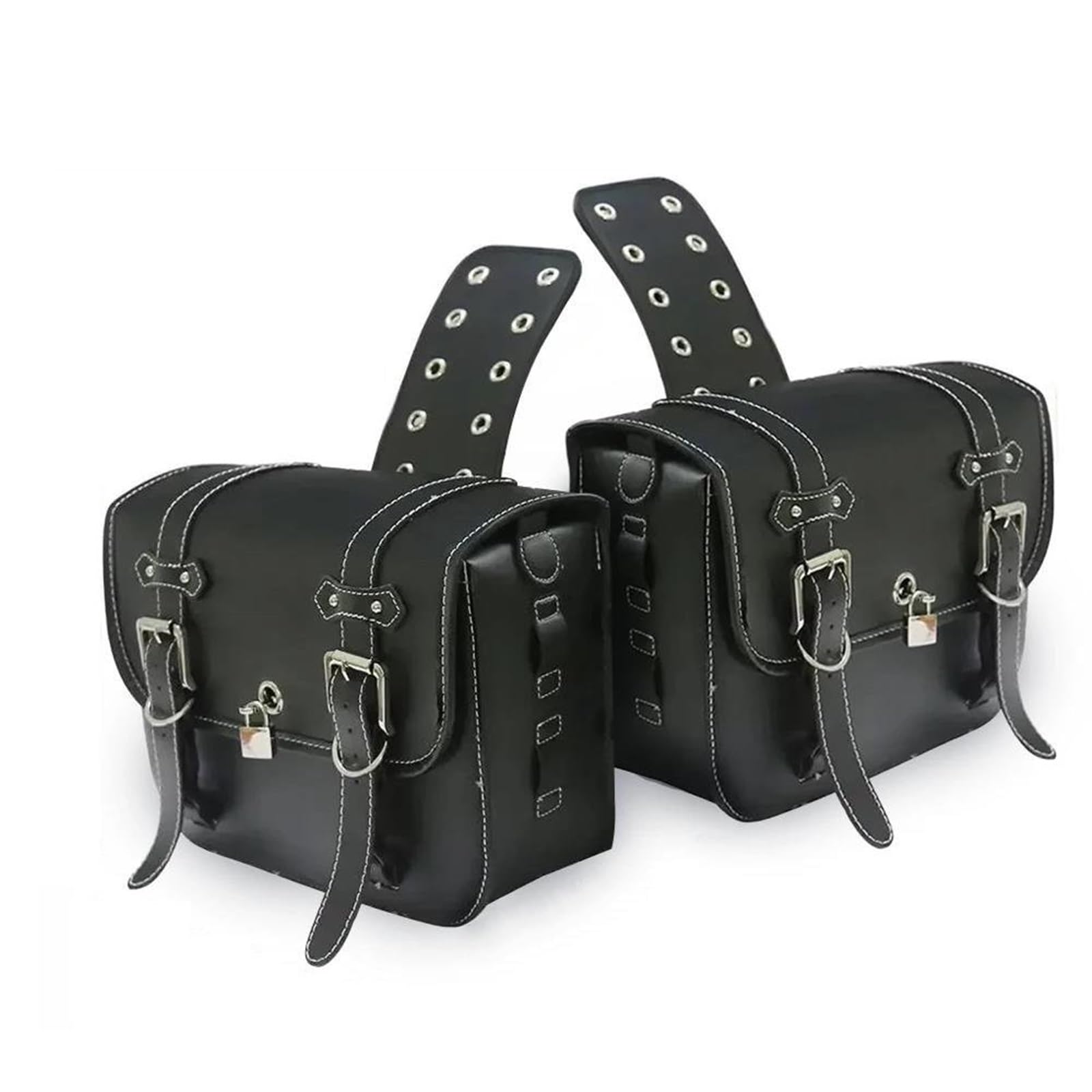 LYBH Aufbewahrungspaket Motorradteile Satteltaschen Große Kapazität Schwarzes Pu-Leder Seitenwerkzeugtasche Gepäck Für Harley Sportster XL 883 1200 Seitentasche(Groß) von LYBH