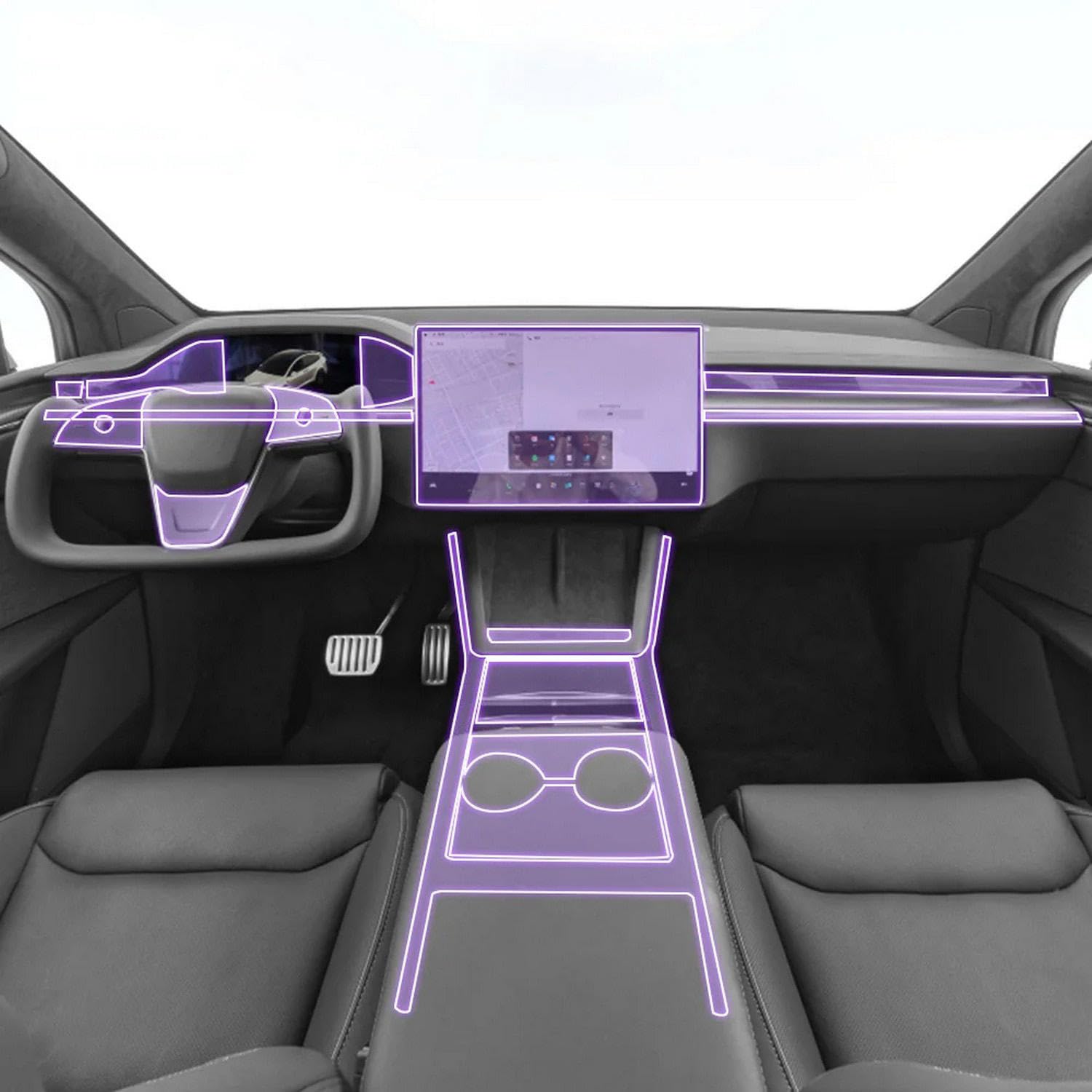 LYBQFZ Auto-Innen-Mittelkonsole, transparente TPU-Lack-Schutzfolie, Anti-Kratz-Aufkleber, LCD-Bildschirmfolie, für Tesla Model X 2016–2023 von LYBQFZ