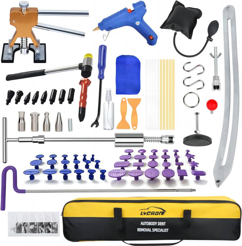 Ausbeulwerkzeug Dent Puller Kit, Paintless Car Repair Tool, Hail Removal Lifter, T-Puller Hook Rods - Anleitung & Video (85PCS) von LYCAON