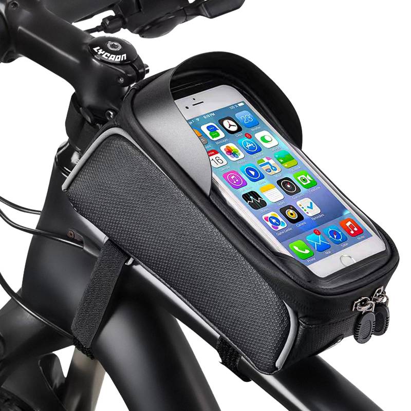 LYCAON Fahrrad Rahmentasche - Wasserdicht Lenkertasche Oberrohrtasche mit TPU Touchscreen Fenster, Kompatibel mit iPhone Samsung Huawei Phones, für Smartphones unter 6,7 Zoll von LYCAON