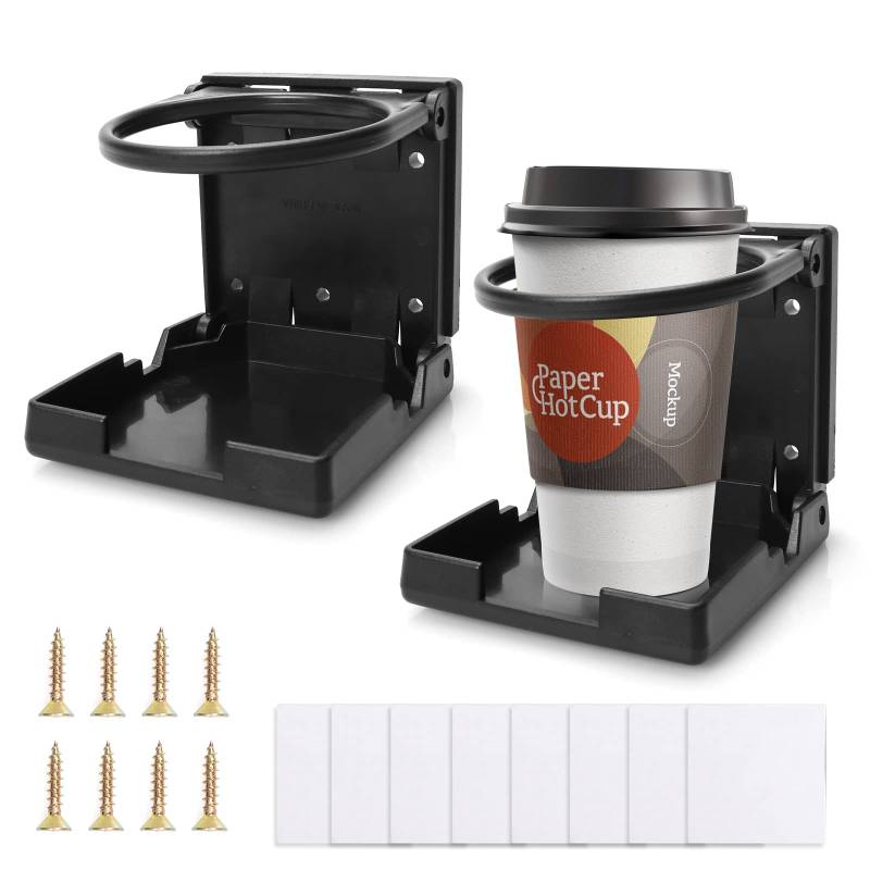 LYCXAMES Getränkehalter Auto, 2 Stück Klappbar Becherhalter, Universal 76mm Durchmesser Dosenhalter Flaschenhalter Tassenhalter Cup Holders für Boot KFZ LKW Wohnwagen Van von LYCXAMES