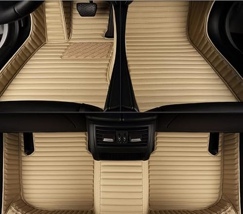 Fussmatten Auto für Nissan Qashqai+2 2008 2009 2010, Allwetterschutz All Inclusive Leder Fussmatten Wasserdicht Tragen Teppiche Matten Innen Zubehör,Beige von LYHCM