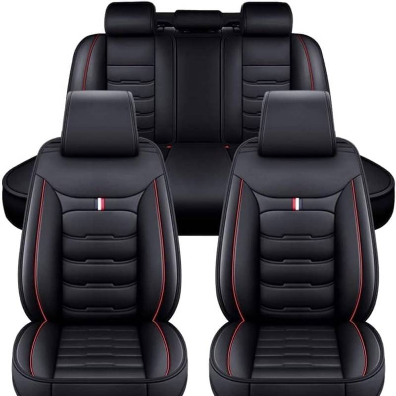 LYHCM Auto Sitzbezüge für Mitsubishi Outlander CW0 Invite/Intense/Instyle, 5 Sitzer Schonbezüge Sitzschoner Vorne Hinten Wasserdicht Sitzauflage Sitzschoner Accessories,Black-red von LYHCM