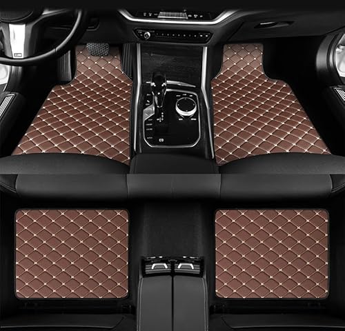 4 Stück Leder Auto Fußmatten für VW T-ROC 2017-2023, Anti-Rutsch Anti-Schmutzig Autofußmatten Schutzmatte Universal Innenzubehör, E Coffee Beige von LYHH