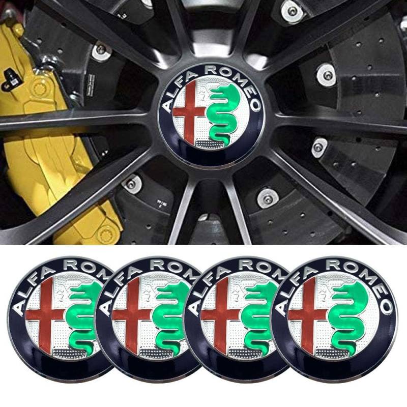 4 Stück Nabendeckel Felgendeckel Radkappen Aufkleber für Alfa Romeo 56mm, ABS Felgenabdeckungen Dauerhafte Nabenkappen Felgenkappen Aufkleber Mit Logo Auto Zubehör von LYHH