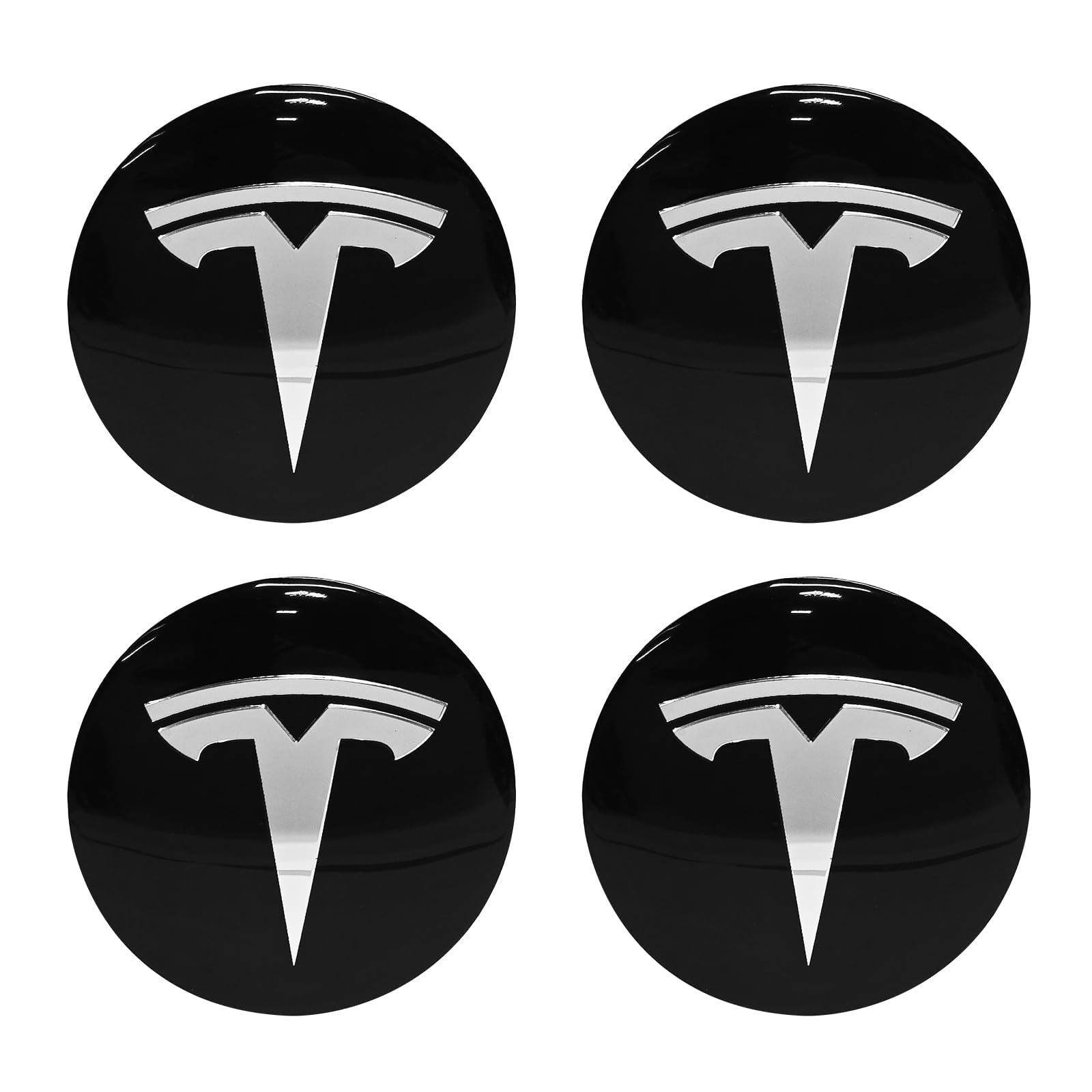 4 Stück Nabendeckel Felgendeckel Radkappen Aufkleber für Tesla Model 3 Model Y 56 mm, ABS Felgenabdeckungen Dauerhafte Nabenkappen Felgenkappen Aufkleber Mit Logo Auto Zubehör,B BlackSilver von LYHH