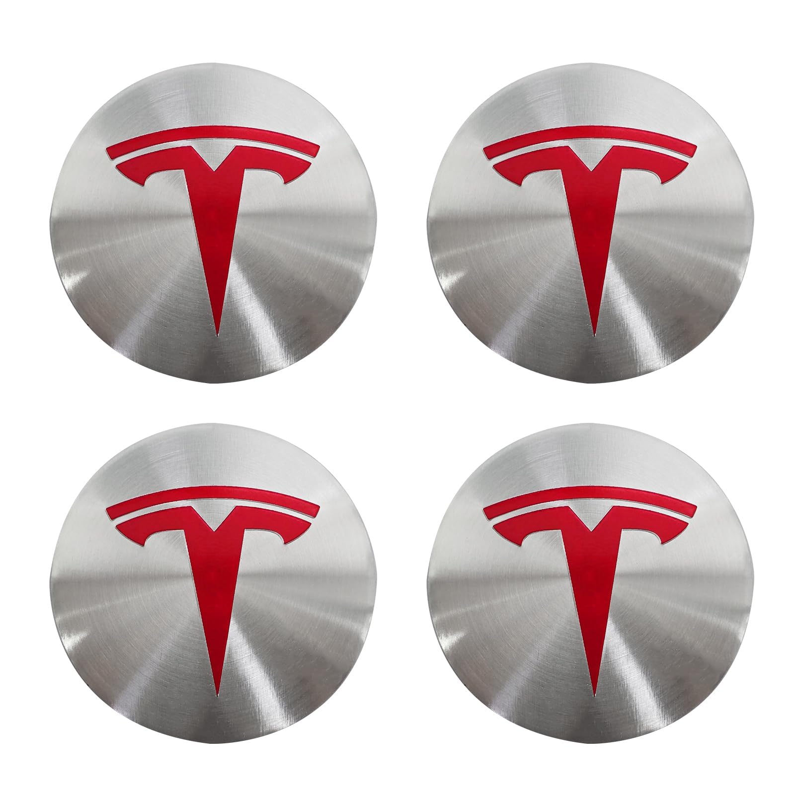 4 Stück Nabendeckel Felgendeckel Radkappen Aufkleber für Tesla Model 3 Model Y 56 mm, ABS Felgenabdeckungen Dauerhafte Nabenkappen Felgenkappen Aufkleber Mit Logo Auto Zubehör,F SilverRed von LYHH