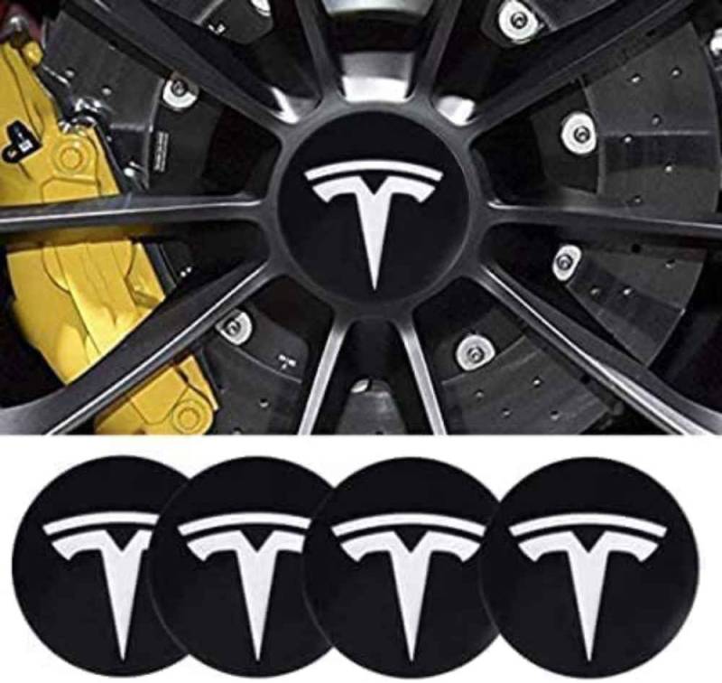 4 Stück Nabendeckel Felgendeckel Radkappen Aufkleber für Tesla Model 3 X Y S 56mm, ABS Felgenabdeckungen Dauerhafte Nabenkappen Felgenkappen Aufkleber Mit Logo Auto Zubehör,normal-A von LYHH