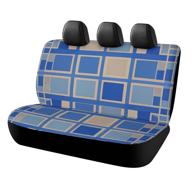 LYHVSFJW Autositzbezug, universeller Rücksitzschutz, wasserdicht, für die meisten Autos, personalisierbar, vollständiges Set, Rückbankbezüge, 119 x 58 x 76 cm, Blau / Beige von LYHVSFJW