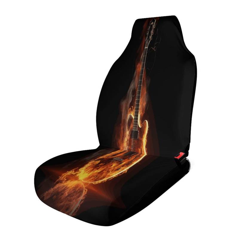 LYHVSFJW Autositzbezug für Vordersitz, Motiv: Fire Guitarre, universelle Autositzbezüge für die meisten kompletten Sets, personalisierte Vorderbankbezüge, 111,8 x 44,9 x 80,9 cm von LYHVSFJW