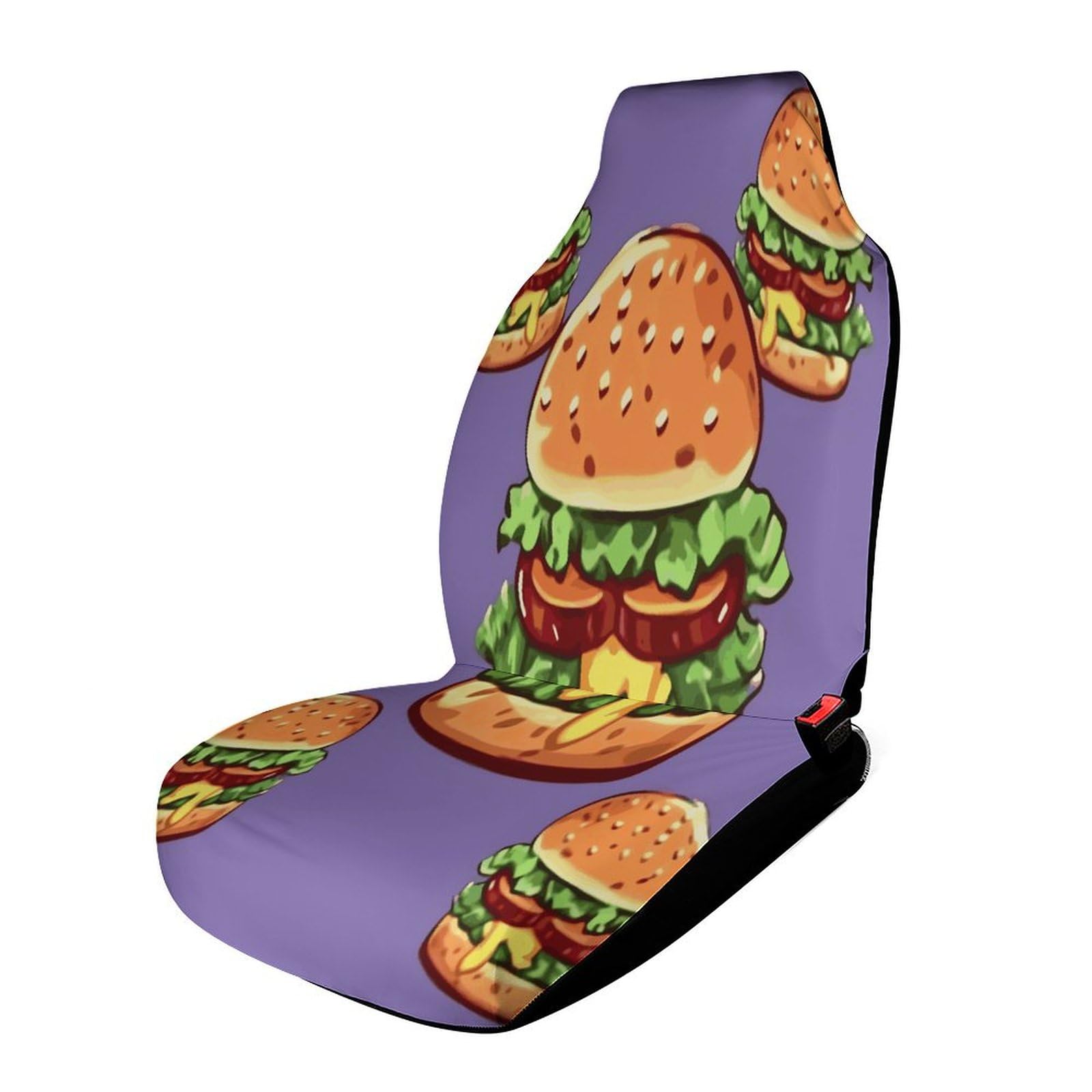 LYHVSFJW Autositzbezug für Vordersitze, Motiv: Cartoon-Hamburger, universal, für die meisten kompletten Sets, personalisierte Vorderbankbezüge, 111,8 x 44,9 x 80,9 cm von LYHVSFJW