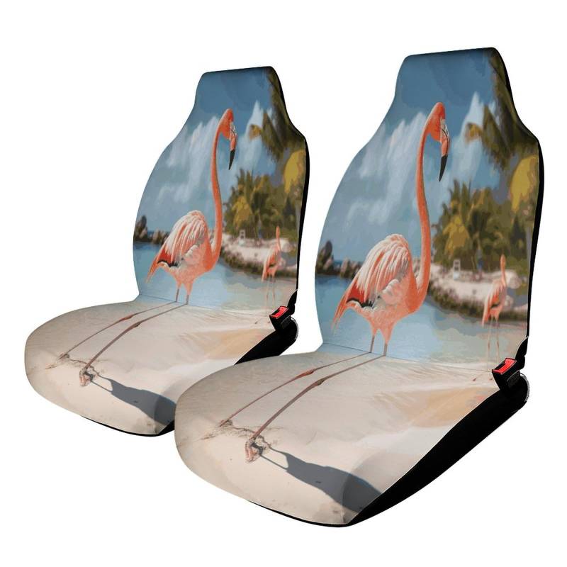 LYHVSFJW Autositzbezug für Vordersitze, Motiv: Strand-Flamingo, universelle Autositzbezüge für die meisten kompletten Sets, personalisierte Vorderbankbezüge, 111,8 x 44,9 x 80,9 cm von LYHVSFJW