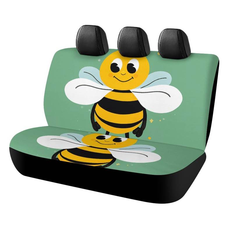 LYHVSFJW Autositzbezug mit Cartoon-Bienen-Motiv, universeller Rücksitzschutz, wasserdicht, für die meisten Autos, personalisierbar, vollständiges Set, Rückbankbezüge, 119 x 58 x 76 cm von LYHVSFJW