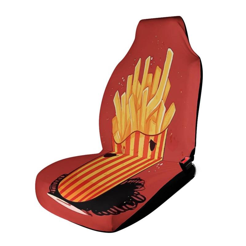 LYHVSFJW Autositzbezug mit Cartoon-Motiv Pommes Frites, universelle Autositzbezüge für die meisten kompletten Autos, personalisierte Vorderbankbezüge, 111,8 x 44,9 x 80,9 cm von LYHVSFJW