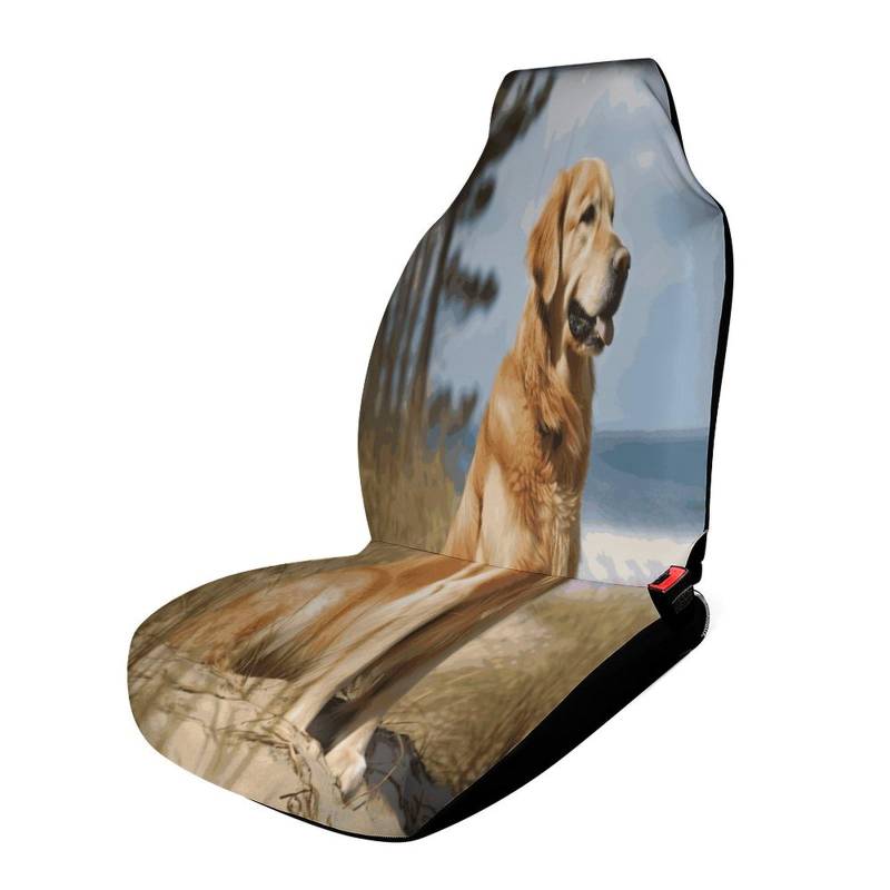 LYHVSFJW Golden Retriever Autositzbezug, Vordersitzschutz, universelle Autositzbezüge für die meisten kompletten Autos, personalisierte Vorderbankbezüge, 111,8 x 44,9 x 80,9 cm von LYHVSFJW