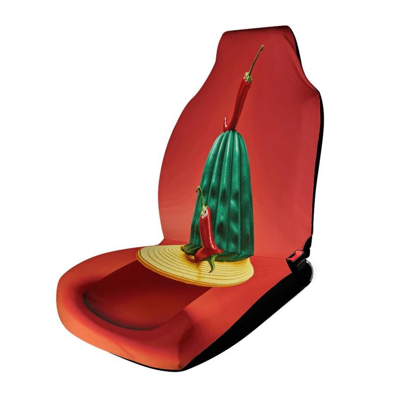 LYHVSFJW Hat and Chili Pepper Autositzbezug, Vordersitzschutz, universelle Autositzbezüge für die meisten kompletten Sets, personalisierte Vorderbankbezüge, 111,8 x 44,9 x 80,9 cm von LYHVSFJW