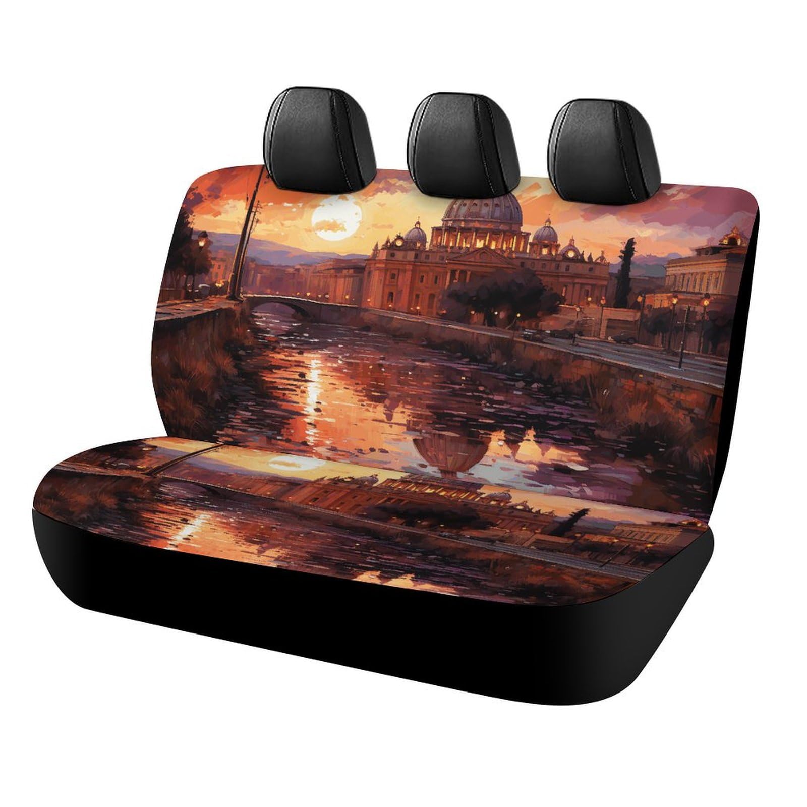 LYHVSFJW Rome Sunset Autositzbezug, universeller Rücksitzschutz, wasserdicht, für die meisten Autos, personalisierbar, vollständiges Set, Rückbankbezüge, 119,9 x 58,4 x 76,2 cm von LYHVSFJW