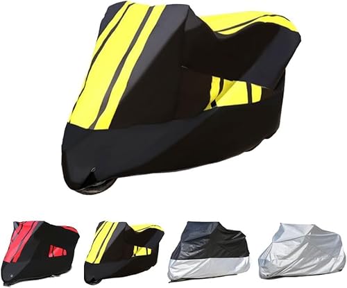 Motorradabdeckung für BMW C400GT C 400 GT 400 GT, Schnee Staubdicht Wasserdichten Alles Wetter Motorrad Tarpaulin Schutzhülle Zubehör,Black-Yellow von LYJXD