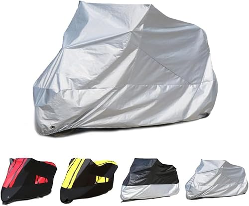 Motorradabdeckung für Fantic Caballero Flat Track 125 250 500 Rally/Scrambler 500, Schnee Staubdicht Wasserdichten Alles Wetter Motorrad Tarpaulin Schutzhülle Zubehör,Silver von LYJXD