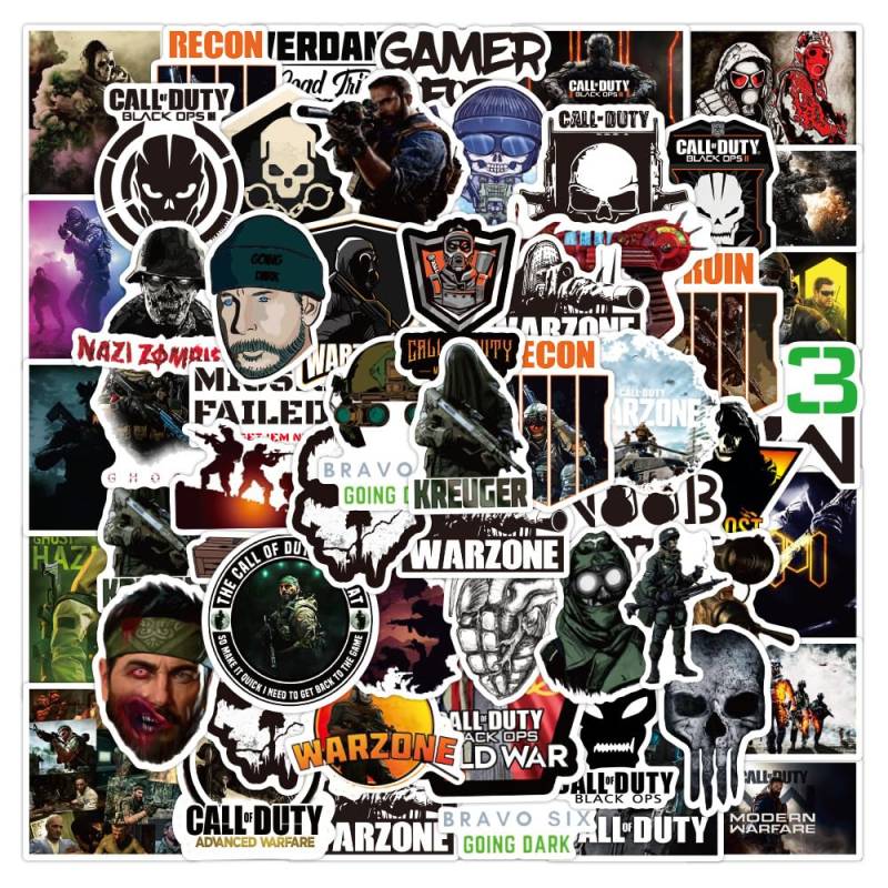 100Stück Call of Duty-Aufkleber Vinyl Games Sticker für Laptop Wasserflasche Skateboard Gepäck Telefon Computer Fahrrad Motorrad Auto Graffiti Wasserdicht Aufkleber,Geschenke für Jugendliche Kinder von LYLSDSB