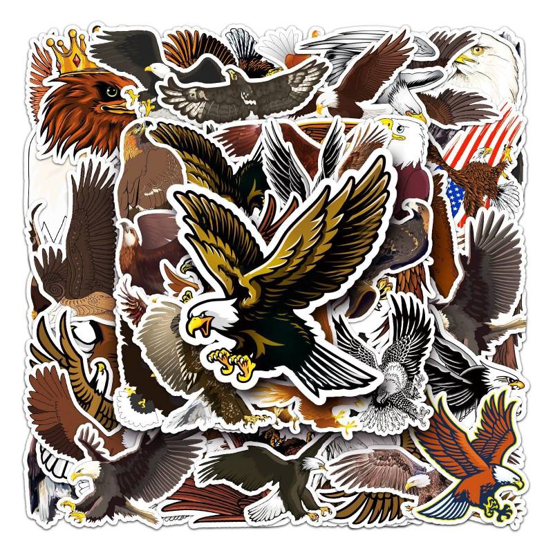 50 Stück Adler Aufkleber Vinyl Niedliche Tier Adler Aufkleber für Wasserflaschen Skateboard Scrapbook Gepäck Motorrad Laptop Auto Fahrrad,Wasserdicht Cartoon Vögel Aufkleber für Jugendliche Kinder von LYLSDSB