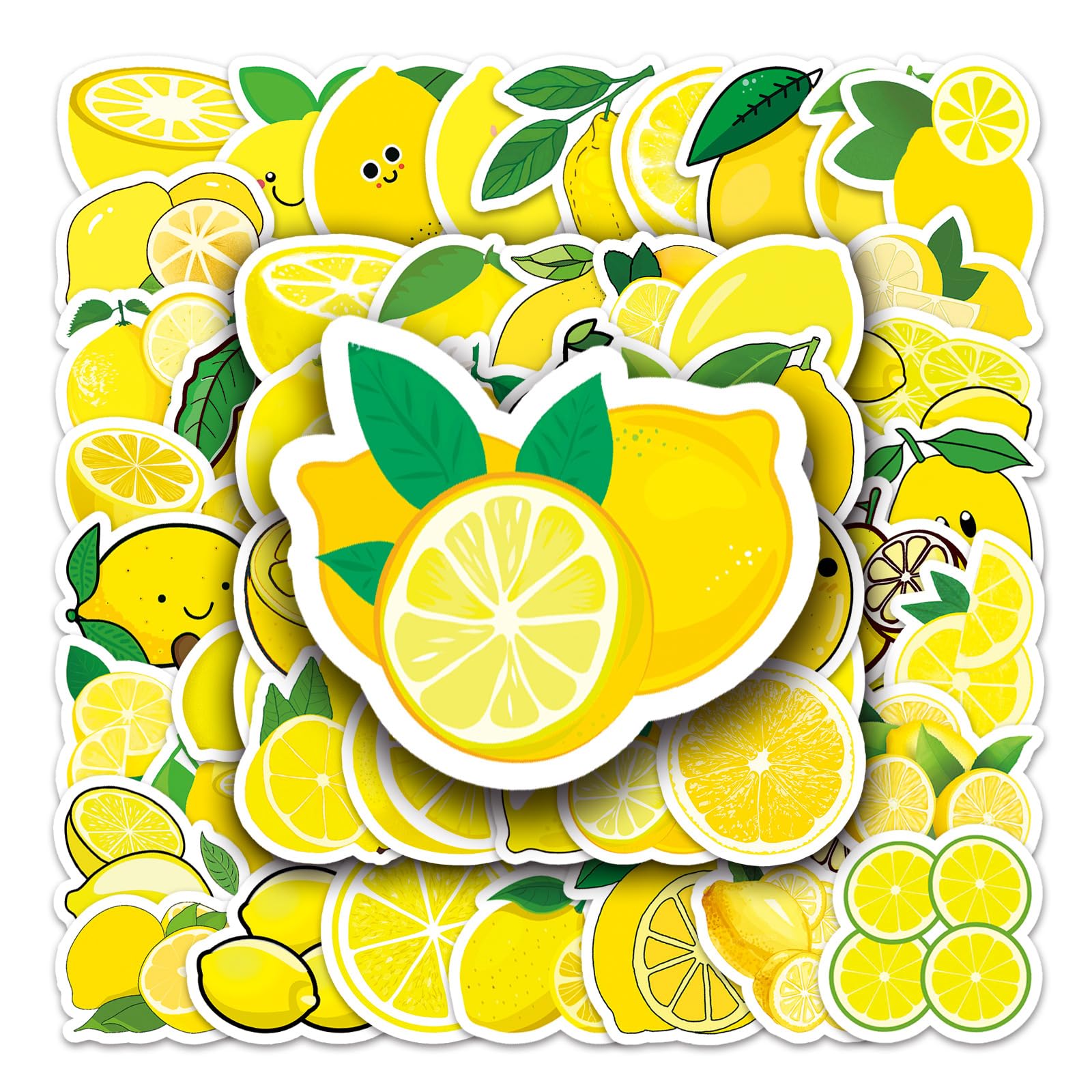 LYLSDSB 50 Stück Zitrone Aufkleber Wasserfeste Cartoon niedliche Obst Stickers für Wasserflaschen Laptop Skateboard Auto Scrapbook Gepäck Computer,Vinyl Kawaii Lemon Sticker für Mädchen Teenager von LYLSDSB