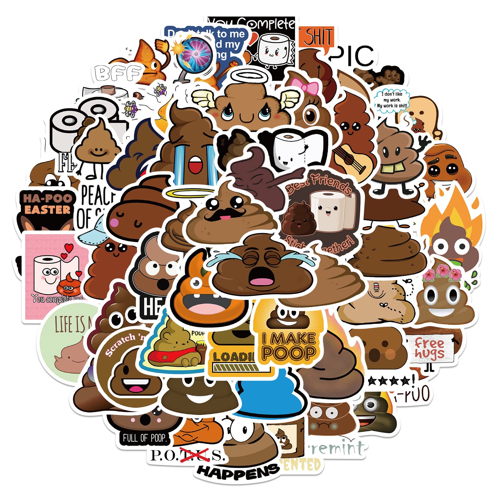 Funny Poop Aufkleber 50 Stück Kawaii Cartoon Prank Meme Stickers für Laptop Skateboard Auto Fahrrad Scrapbook Motorrad Koffer Gepäck,wasserdichte Aesthetic Cute Aufkleber für Teenager Mädchen Kinder von LYLSDSB