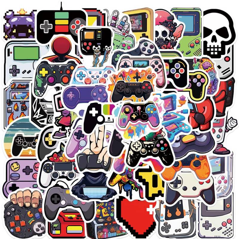 Gamepad Aufkleber 50 Stück Vinyl Funny Video Spiel Sticker für Laptop Wasserflasche Skateboard Gepäck Fahrrad Auto Computer, Wasserdicht Coole Joystick Aufkleber für Teenager Erwachsene Kinder von LYLSDSB