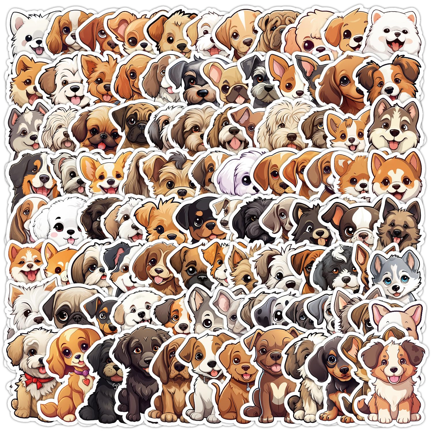 Hunde Aufkleber 100 Stück Vinyl Niedliche Cartoon Tiere Aufkleber für Laptop Skateboard Scrapbook Telefon Motorrad Computer Auto Gepäck,Wasserfeste Funny Welpen Sticker für Kinder Jungen Jugendliche von LYLSDSB