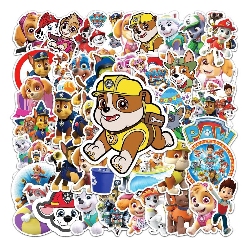 LYLSDSB 50 Stück Paw Patrol Aufkleber Cartoon Anime Graffiti Stickers für Laptop Wasserflasche Computer Fahrrad Motorrad Skateboard Auto Gepäck, Vinyl Wasserdicht Cute Aufkleber für Kinder von LYLSDSB