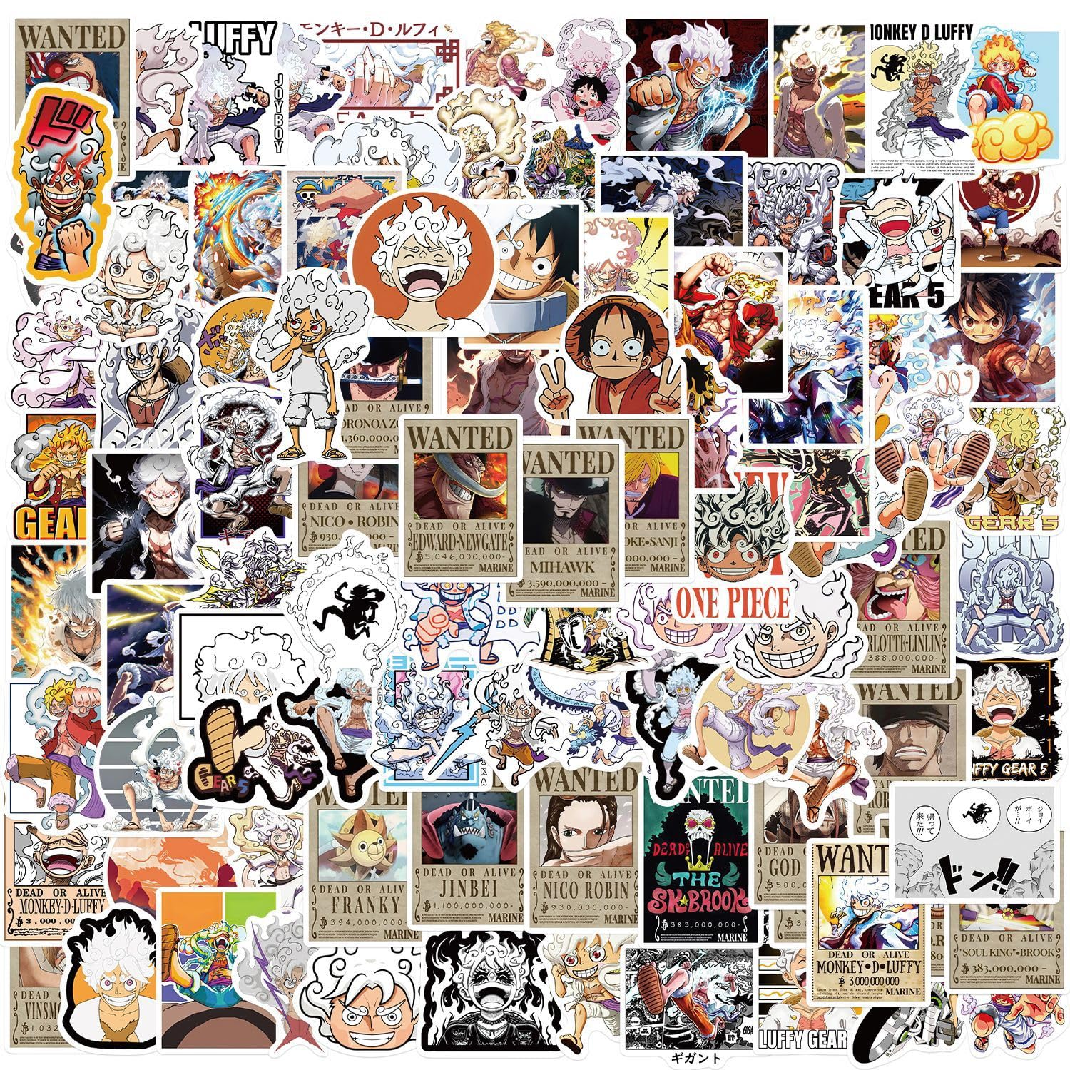 One Piece Aufkleber 100 Stück Vinyl Cartoon Luffy Sticker für Laptop Wasserflaschen Skateboard Fahrrad Computer Snowboard Gepäck Auto,Wasserdicht Cute Anime Aufkleber für Kinder Teens Erwachsene von LYLSDSB