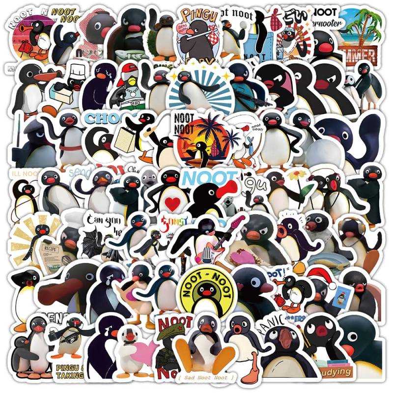 Pingu Aufkleber 100 Stück Niedliche Wasserfeste Funny Tier Sticker für Skateboard Laptop Gepäck Auto Telefon Gitarre Computer Scrapbook Motorrad,Vinyl Cartoon Pinguin Aufkleber für Mädchen Kinder von LYLSDSB