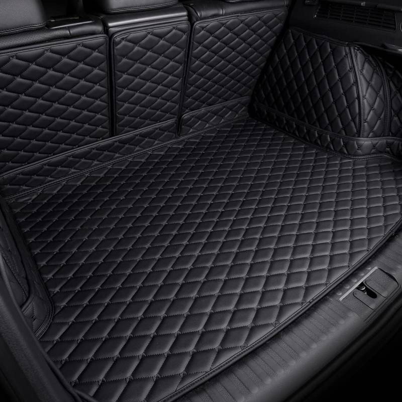 Auto Leder Kofferraummatte Kofferraumwanne für VW Tiguan II 5-seat SUV 2016-2023, Antirutschmatte Kofferraum Schutzmatte Auto Zubehör,A/All-Black von LYNSH