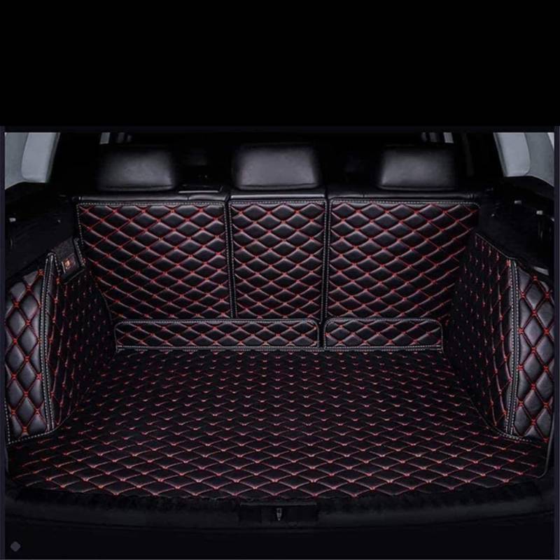 Vollabdeckung Auto Leder Kofferraummatten für Mini Clubman (R55) 2010-2014, Kratzfeste Kofferraum Schutzmatten Zubehör,C/Black-red von LYNSH