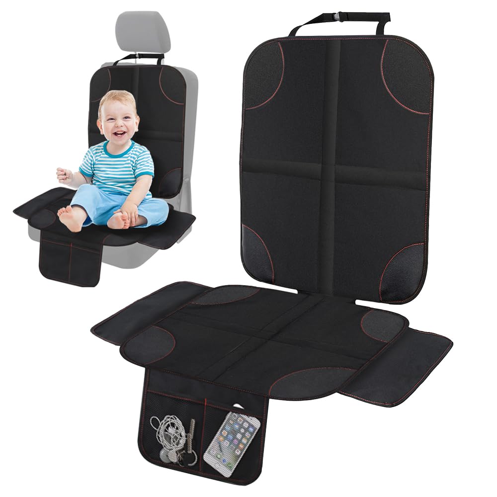 LYPPUL Kindersitzunterlage Auto, Autositzschoner Unterlage mit Seitenschutz, Sitzschoner Auto Kindersitz mit Netztaschen, Autositzschutz Geeignet für Babys, Kleinkinder, Kinder von LYPPUL