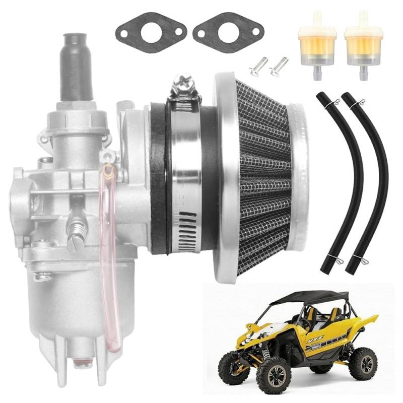 LYPPUL Vergaser Mit Luftfilter, Benzinfilter Schlauch Satz, Tuning Vergaser mit Luftfilter Ersatz für 2 Takt 47cc 49cc Mini Pocket Bike ATV Quad Dirtbike Motorrad von LYPPUL