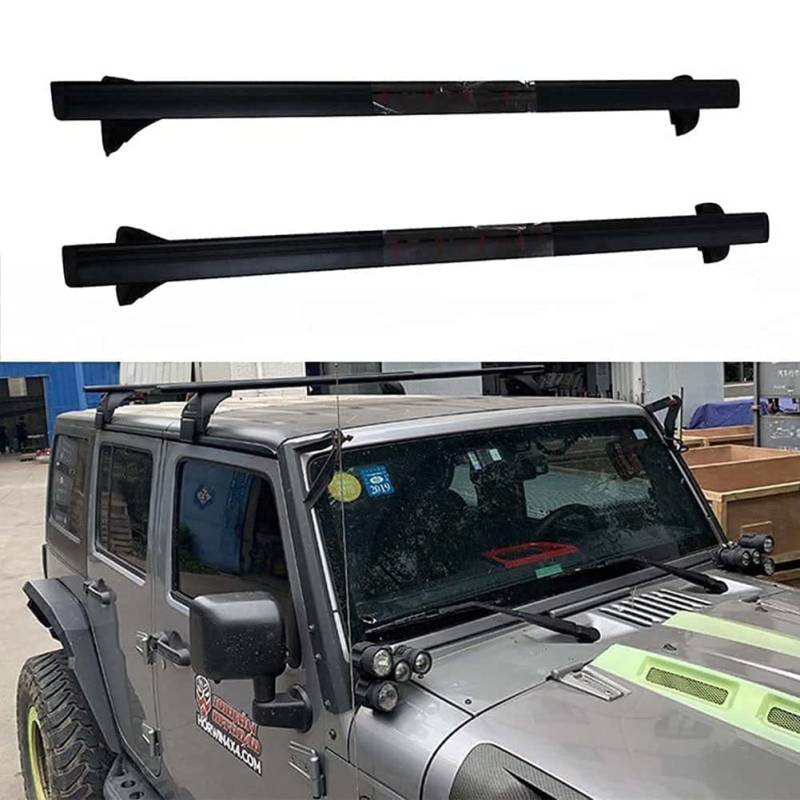 LYQNBPLUS Auto Aluminium Dachträger für Jeep Wrangler Rubicon JK/JL 2018 2019, 2 StüCk Lastenträger Dachgepäckträger Top Crossbar Dachregal AbschließBar Fahradträger RelingträGer ZubehöR von LYQNBPLUS