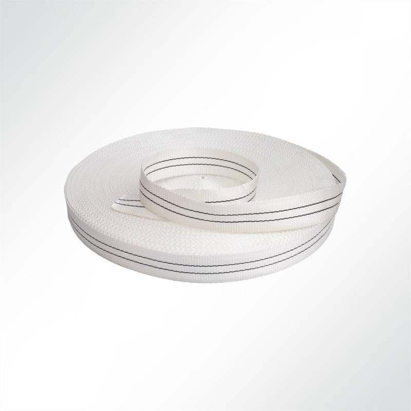 LYSEL Extrem Gurtband Polyester, (B) 60mm in Weiß/weiß mit schwarzen Kennfaden (1 lfm) 9000kg von LYSEL