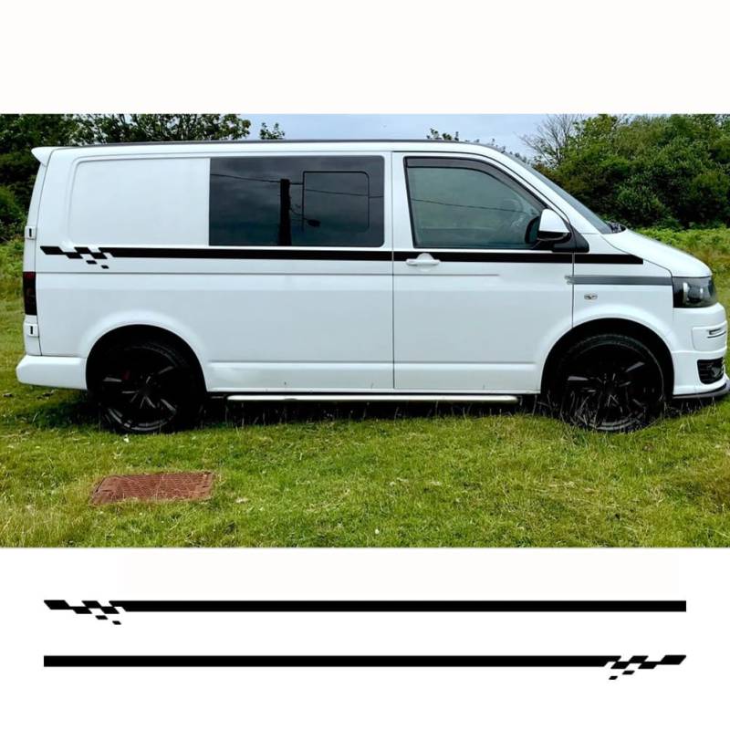 2 STÜCKE Auto Aufkleber, für VW Transporter T4 T5 T6 Camper Van Seite Racing Streifen Grafik Vinyl Aufkleber Auto Zubehör von LYSSJBH