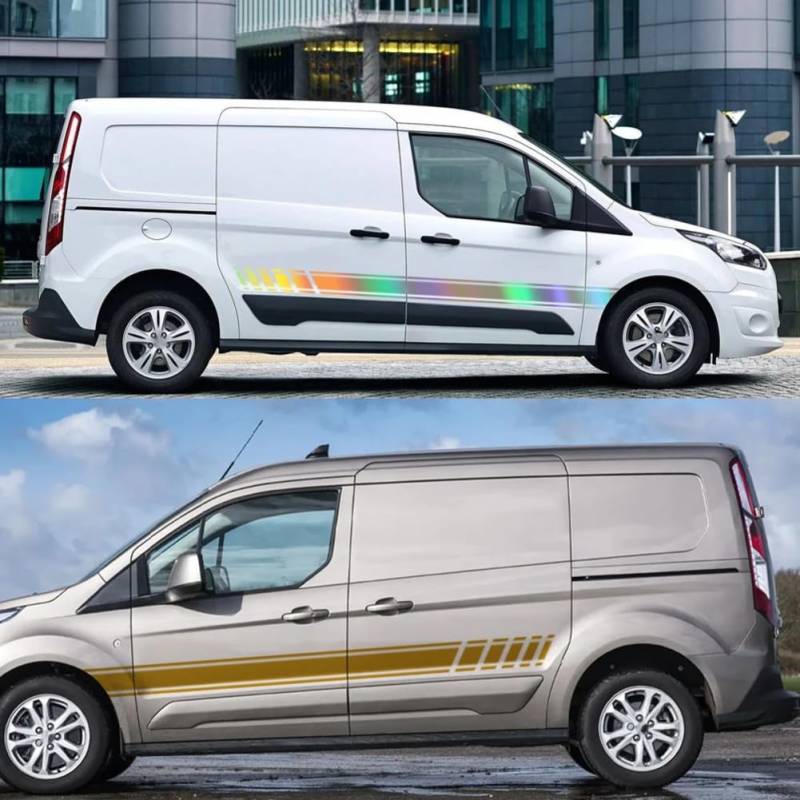 2Pcs Auto Tür Seite Aufkleber, für Ford Transit Connect Camper Van Linie Grafik Styling Vinyl Dekor Aufkleber Auto Tuning Zubehör von LYSSJBH