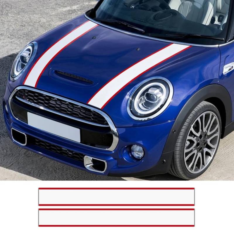 Auto Motorhaube Aufkleber Motorabdeckung Rally Line Motorhaube Streifen Aufkleber, für Mini Cooper R55 R56 R57 R58 R59 R60 R50 R52 R53 F54 F55 F56 F60 von LYSSJBH