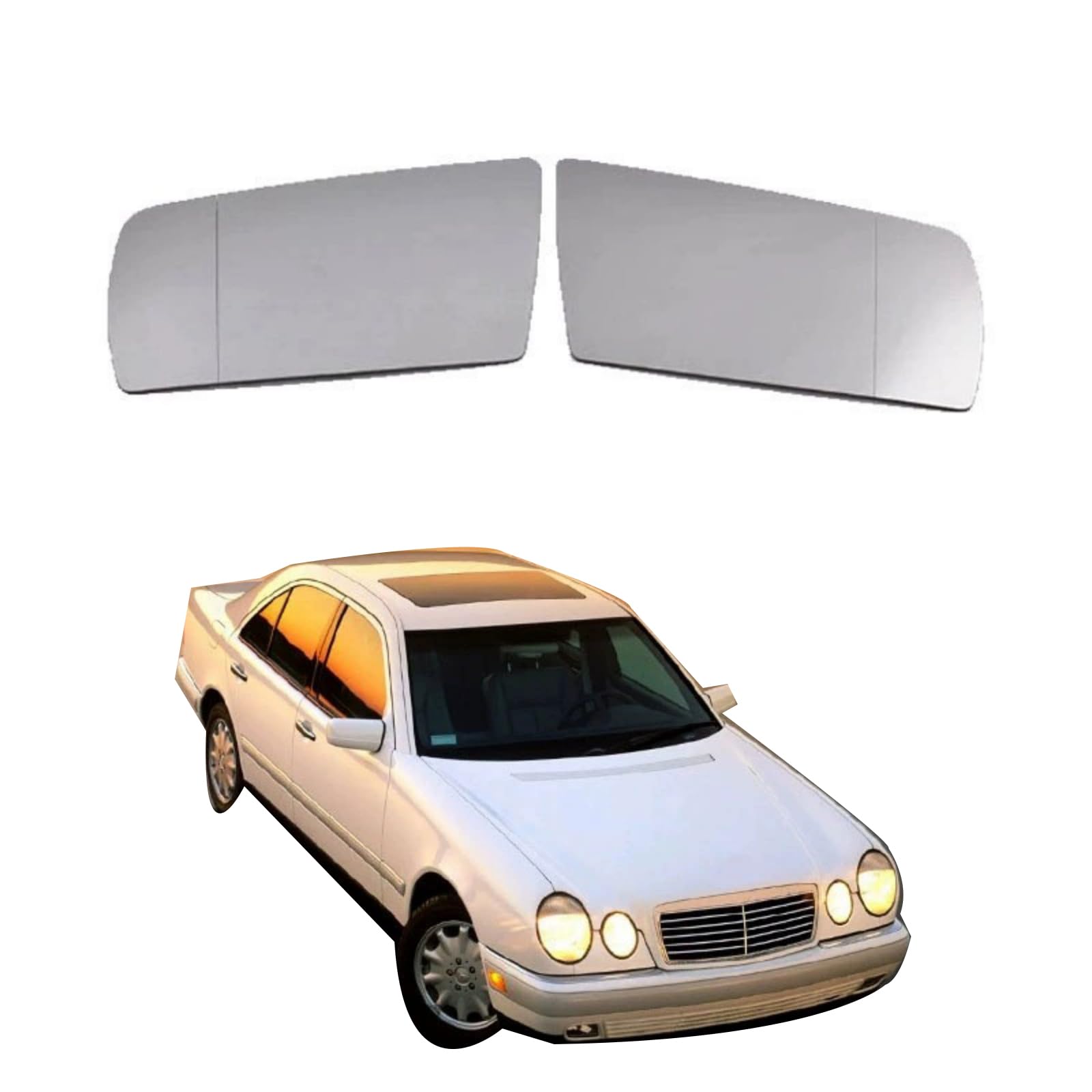 Rückspiegel Auto für Mercedes-Benz EW210 CW202 CW140 1193 1994 1995 1996 1997 1998 1999 2000 2001, Spiegelglas,Türspiegelglas Außenspiegel, Auto Zubehör,With heating left von LYYFCB