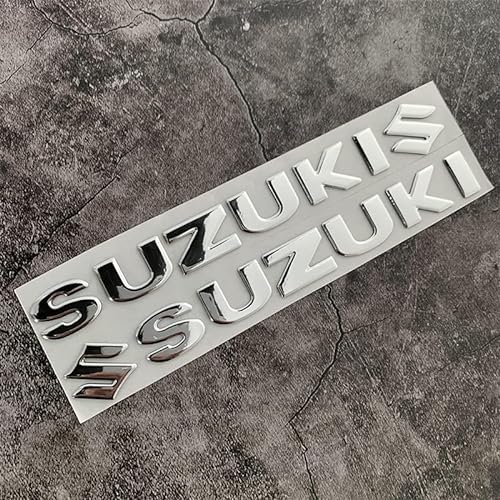 Abzeichen Logo für Suzuki 3, Buchstaben Wort Emblem-Aufkleber, Autoaufkleber Sticker Emblem Abzeichen Body Abzeichen Aufkleber,C Silver von LYYMX