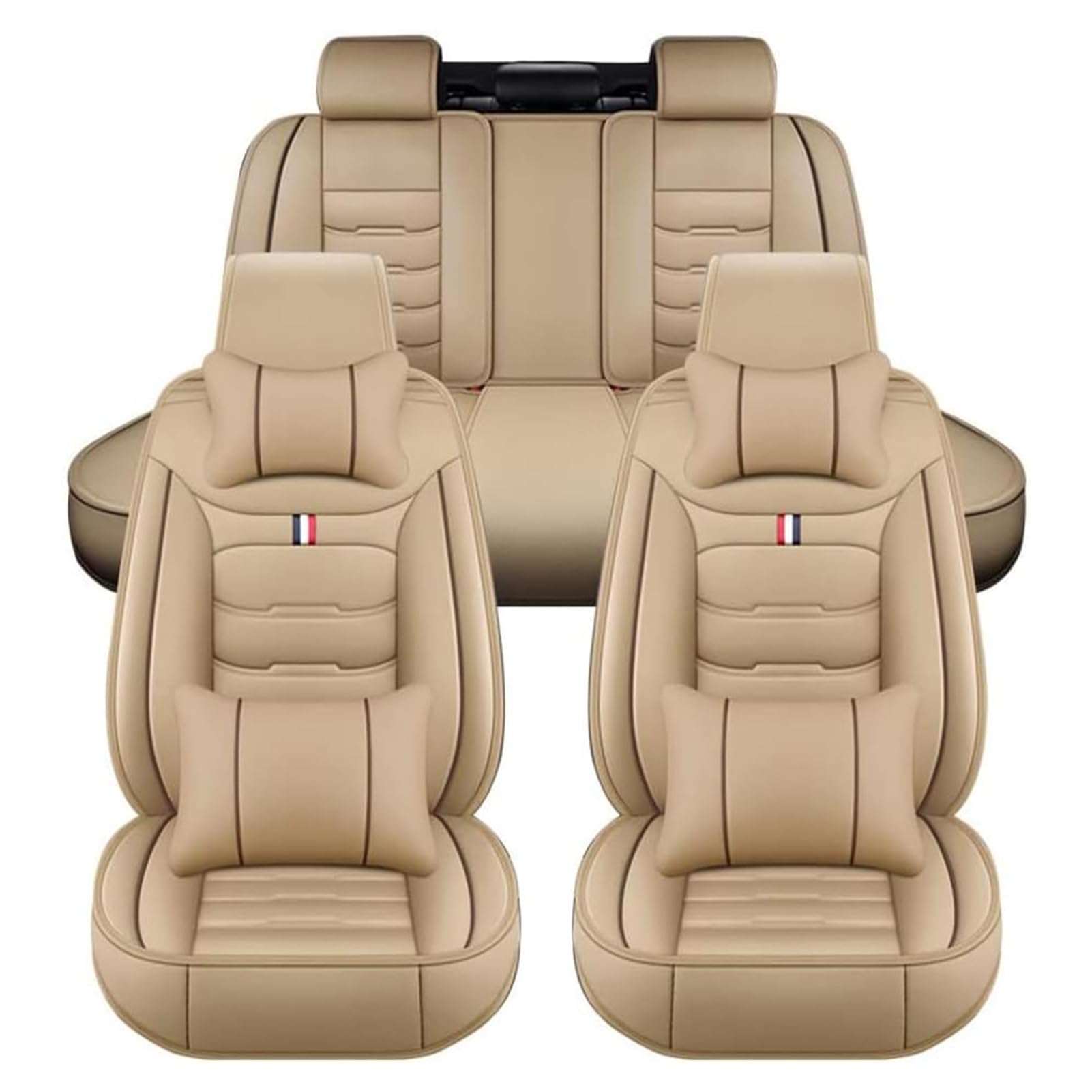 LZLMCCLM Leder Auto Sitzbezüge Sets für Nissan Qashqai J11 Qashqai J10 Juke X Trail T32, 5 Sitze Autositzbezüge Wasserdicht Komfortabler Autositzbezug Innenraum Sitzschoner,Beige/A von LZLMCCLM