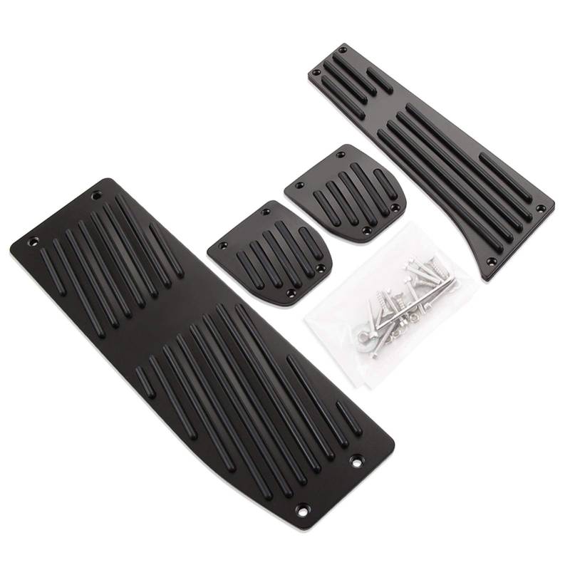 LZLWL Fußstütze Pedalkappen VCiiC Aluminium Fußablage Pedale Set fit für BMW E30 E36 E46 E87 E90 E91 E92 E93 M3 M Tech at MT Silber Schwarz Farbe (Farbe : Schwarz, Größe : MT) von LZLWL