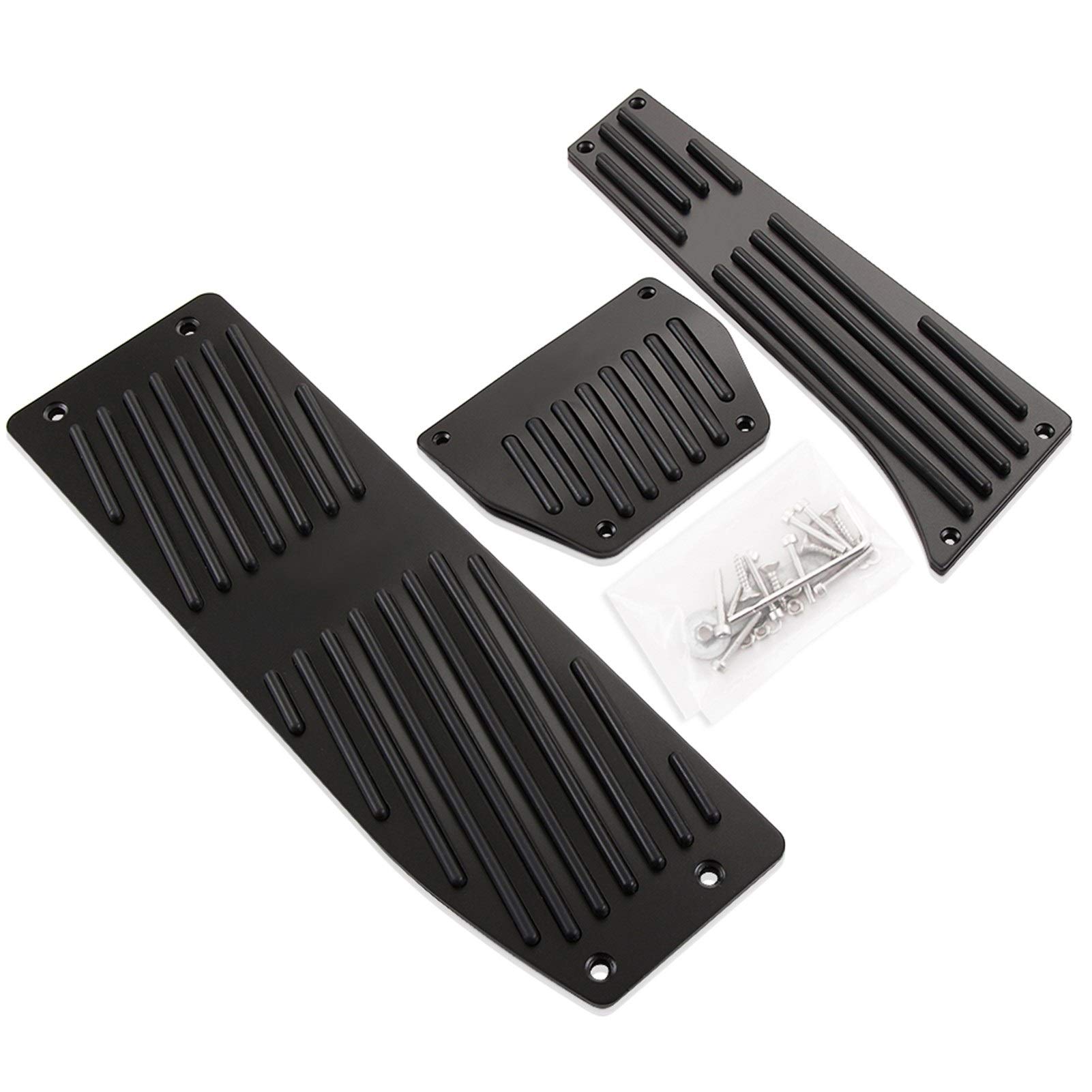 LZLWL Fußstütze Pedalkappen VCiiC Aluminium Fußablage Pedale Set fit für BMW E30 E36 E46 E87 E90 E91 E92 E93 M3 M Tech at MT Silber Schwarz Farbe (Farbe : Schwarz, Größe : at) von LZLWL