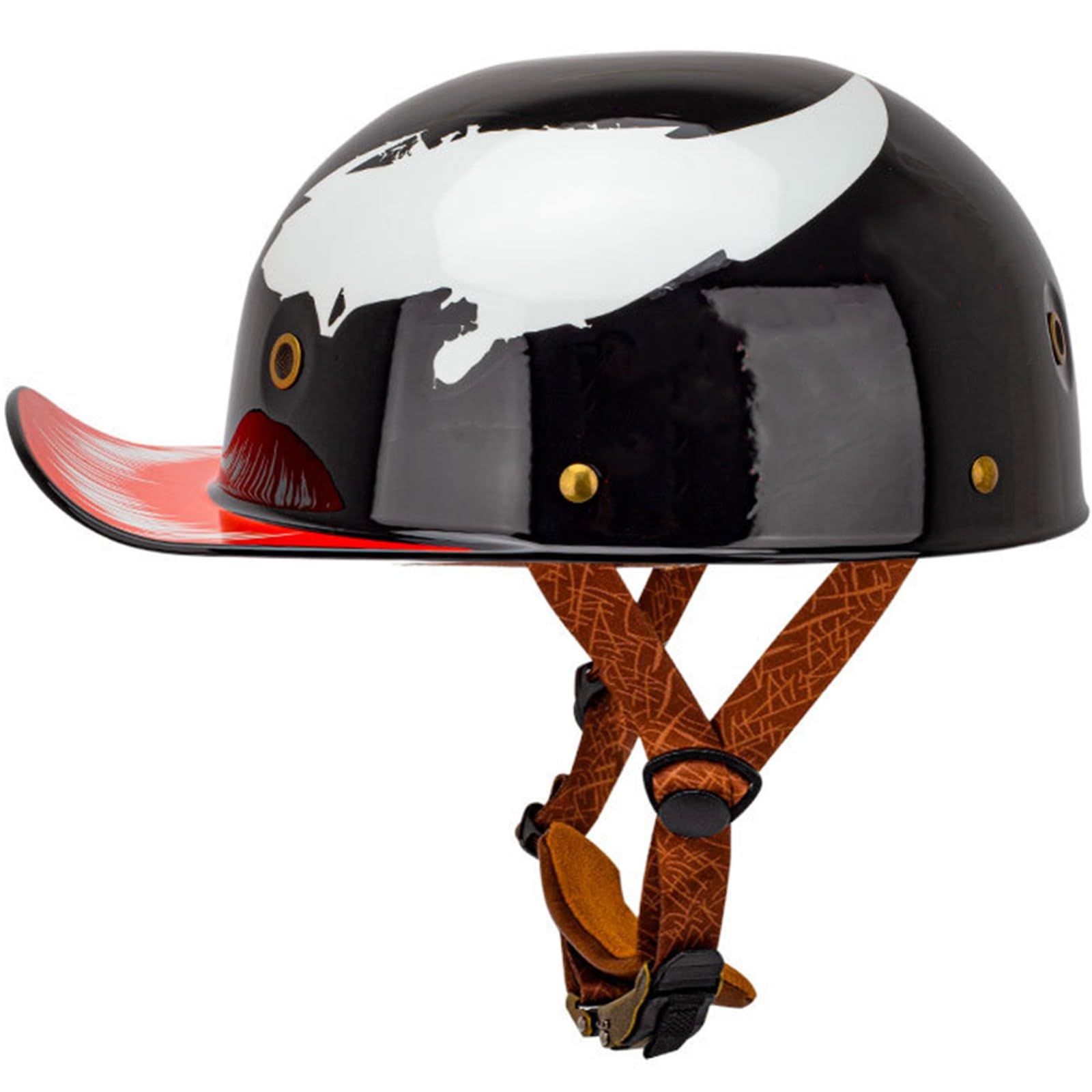 Retro-Motorradhelm Mit Offenem Gesicht Halbschalen-Motorradhelm Verlängerte Krempe Netzfutter Baumwolle Herren- Und Damenhelme DOT/ECE-Zertifiziert Cruiser-Scooter-Moped 6,M57-58CM von LZPHGT