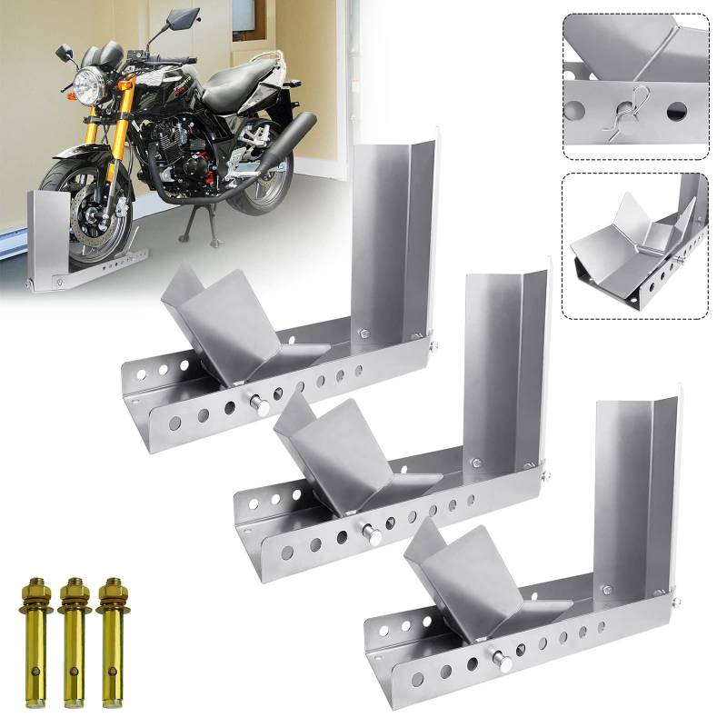 LZQ Motorradwippe Motorrad vorne Verladehilfe Schiene Vorderradklemme Radwippe Motorrad Radklemme Motorradständer (3 Stück) von LZQ