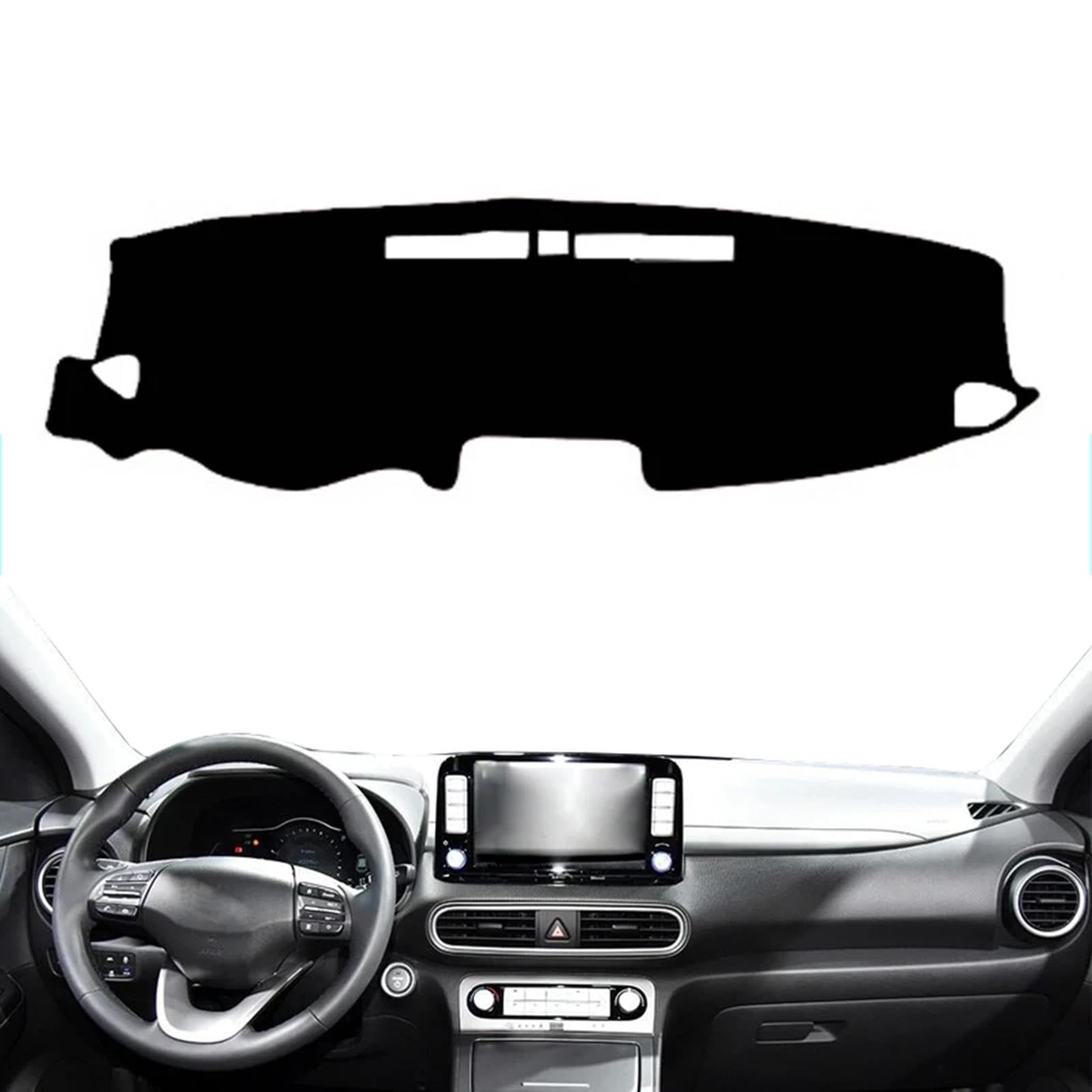 LZQHQYVF Passend für Hyundai Kona 2018–2020, Auto-Armaturenbrett-Abdeckung, schwarze Armaturenbrett-Abdeckung, rutschfeste Armaturenbrett-Schutzhülle von LZQHQYVF