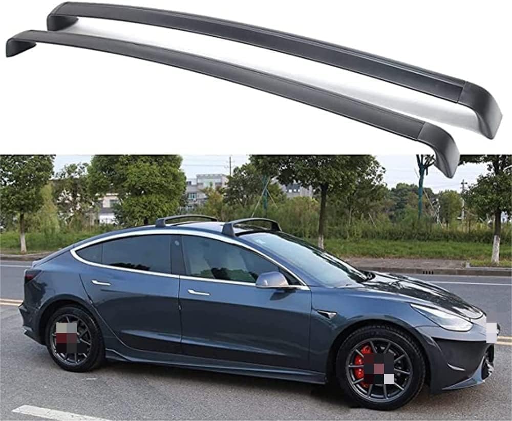 2 Stück Aluminium Querträger Dachträger für Tesla Model 3 2020 2021,Auto Dachgepäckablage Relingträger Gepäckträger Crossbar Crossbar Dachregal Gepäcktransport von LZQbld